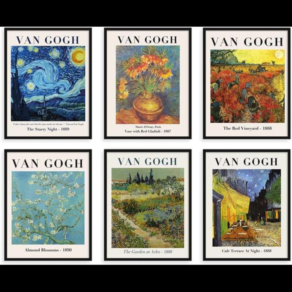 Van Gogh Starry Night Classic Art Posters Prints 6 Vintage Style
